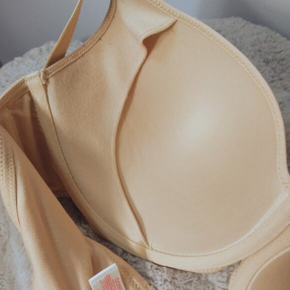 Barely Breezies Full Coverage T Shirt Bra 38DD Underwire Beige Nude Unpadded - Picture 15 of 15